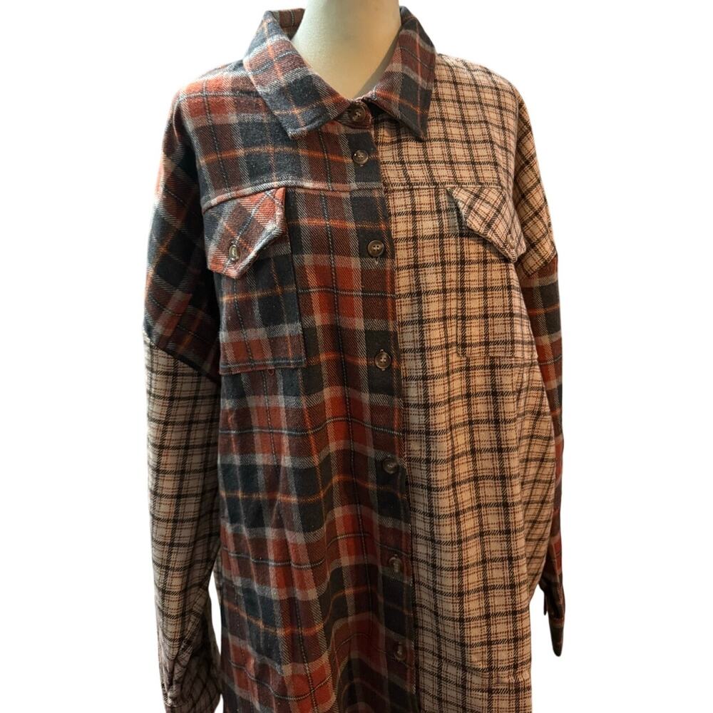 Haptics Boutique Mixed Patchwork Plaid Oversized … - image 1